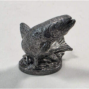 Pewter Rainbow Trout Fly Fishing Angling River Stream Mini Art Figurine unmarked